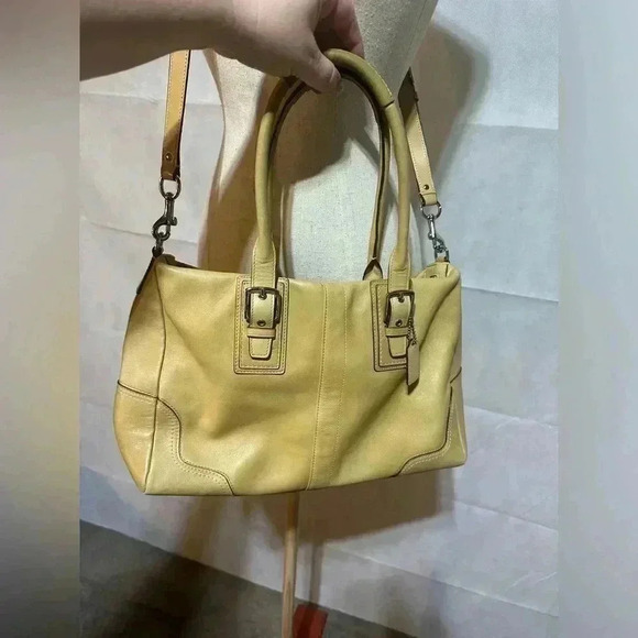 Coach Hamilton Tan Camel Leather Tote Bag w/ Strap & Fob D1093-F13811 *CLEAN*